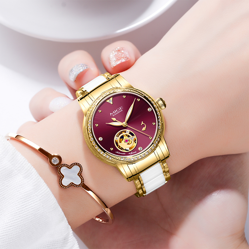 MIGE Ladies Skeleton Auto Watc - огляд і ціна Luxury Watch White