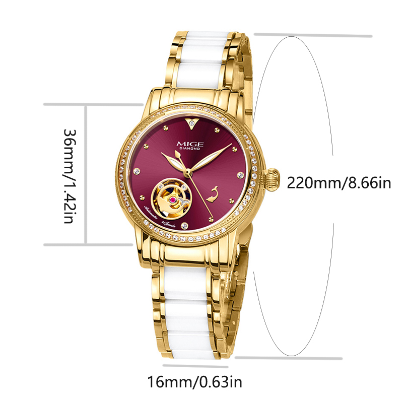 MIGE Ladies Skeleton Auto Watc - огляд і ціна Luxury Watch White