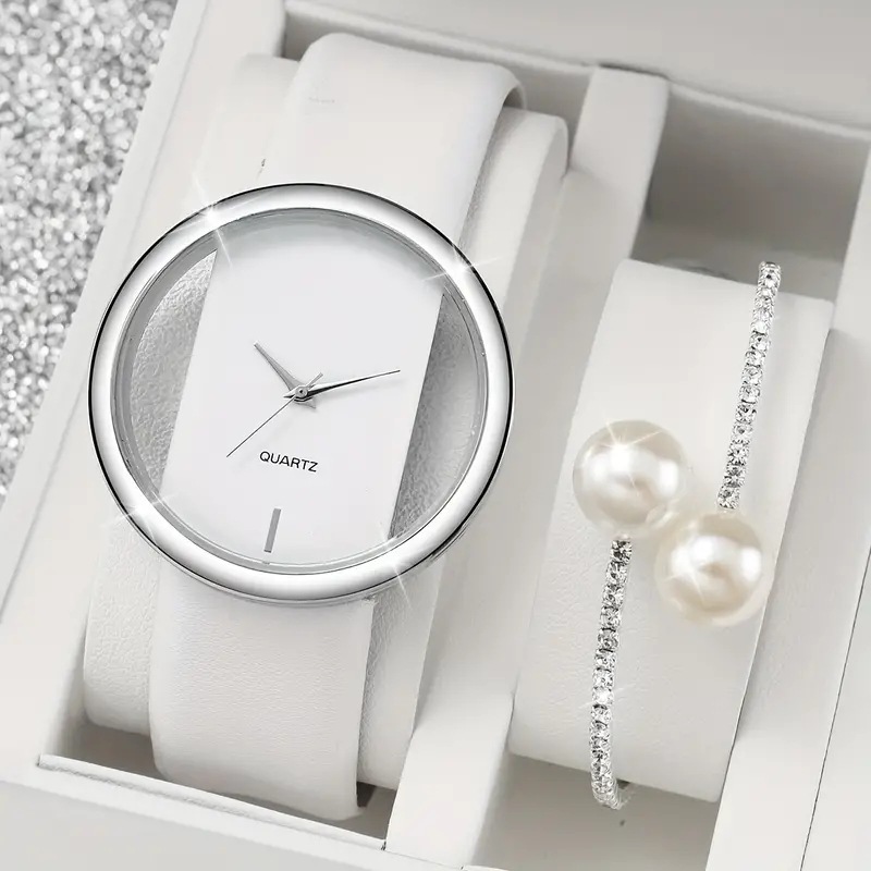 2pcs Fashion White Simple Watc - огляд і ціна Luxury Watch White