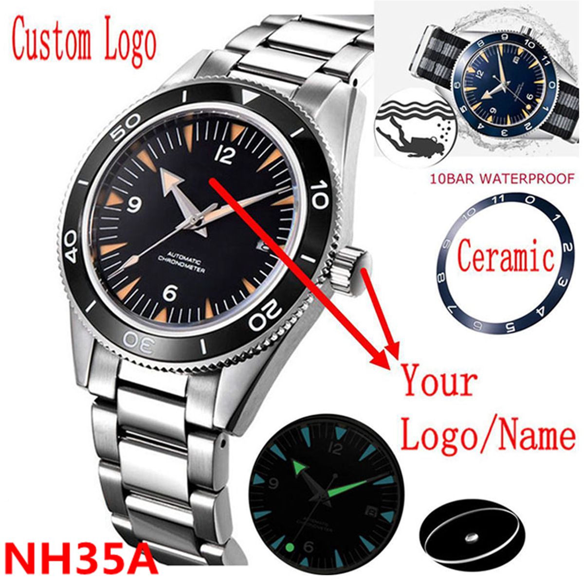 Custom Logo NH35 Movement Watc - огляд і ціна Luxury Watch Logo