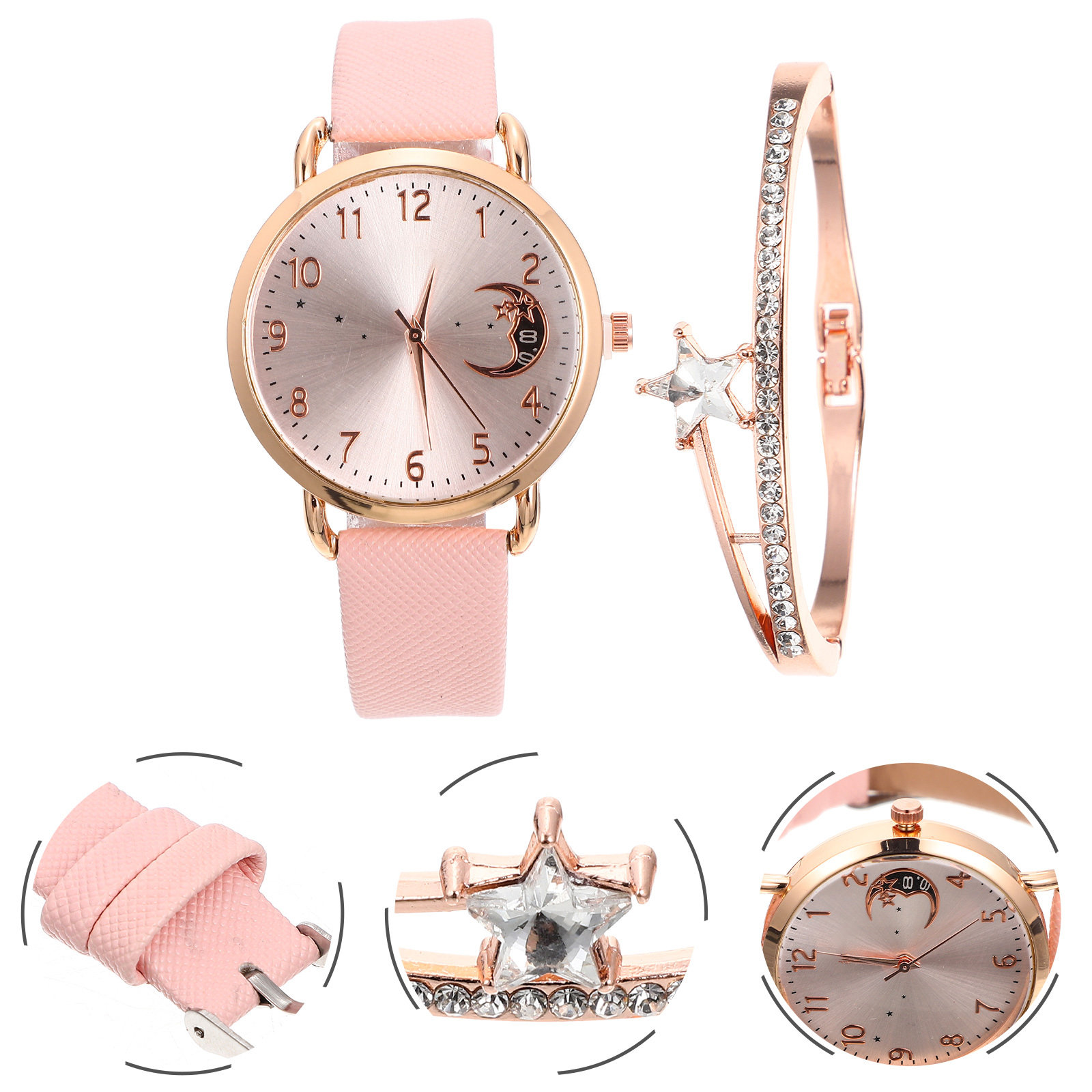 1Set Stylish Moon and Star Wom - огляд і ціна Luxury Watch White