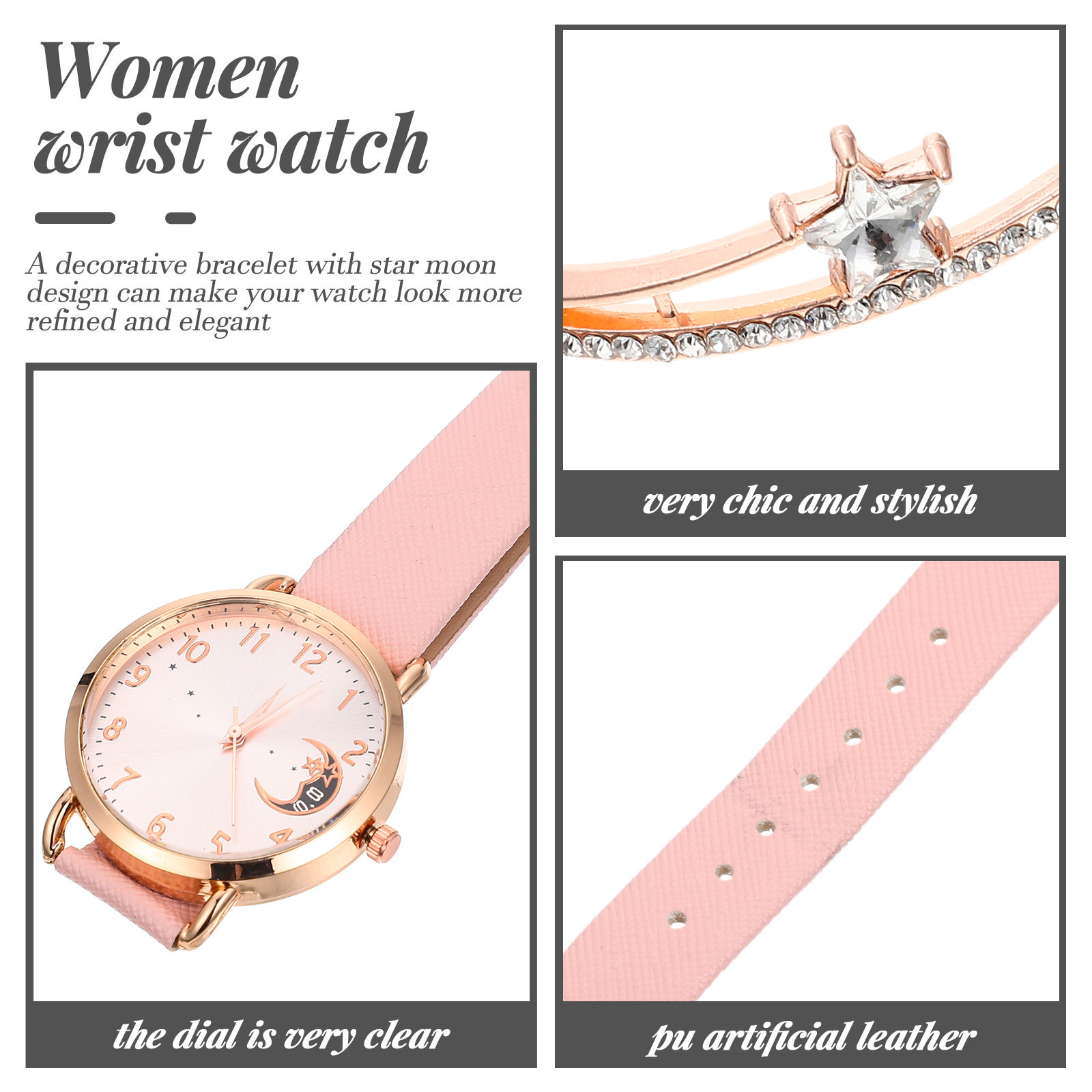 1Set Stylish Moon and Star Wom - огляд і ціна Luxury Watch White
