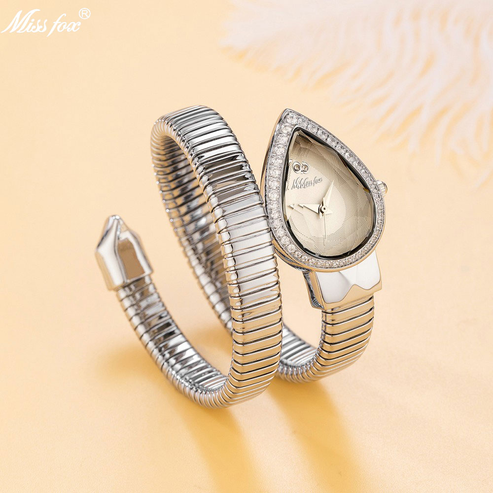 MISSFOX Snake Shape Diamond Wa - огляд і ціна Luxury Watch White