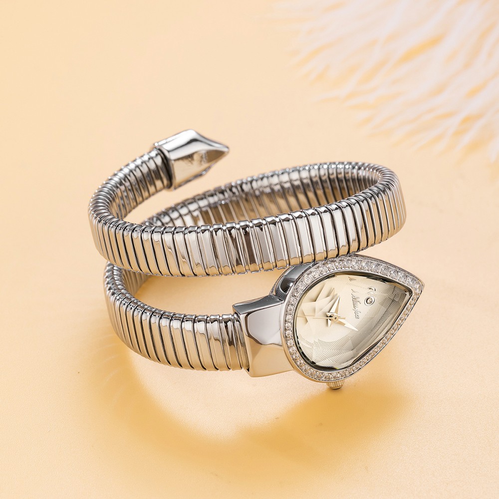 MISSFOX Snake Shape Diamond Wa - огляд і ціна Luxury Watch White