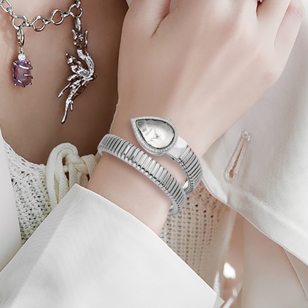 MISSFOX Snake Shape Diamond Wa - огляд і ціна Luxury Watch White
